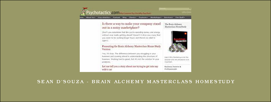 Sean D’Souza – Brain Alchemy Masterclass HomeStudy